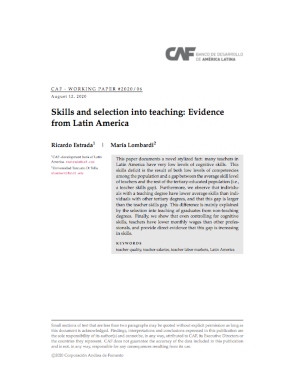 Skills and selection into teaching: Evidence from Latin America Skills and selection into teaching: Evidence from Latin America