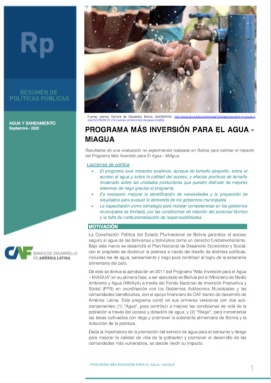 Programa Más Inversión para el Agua - MIAGUA Programa Más Inversión para el Agua - MIAGUA