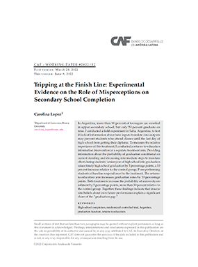 Tripping at the Finish Line Experimental Evidence on the Road of Misperceptions on Secondary School Completion