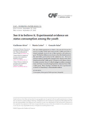 See it to believe it. Experimental evidence on status consumption among the youth.