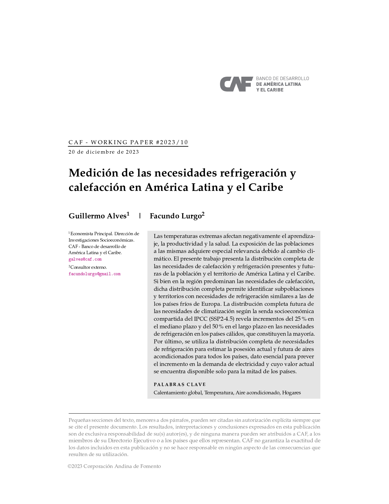 Medición de las necesidades refrigeración y calefacción en América Latina y el Caribe