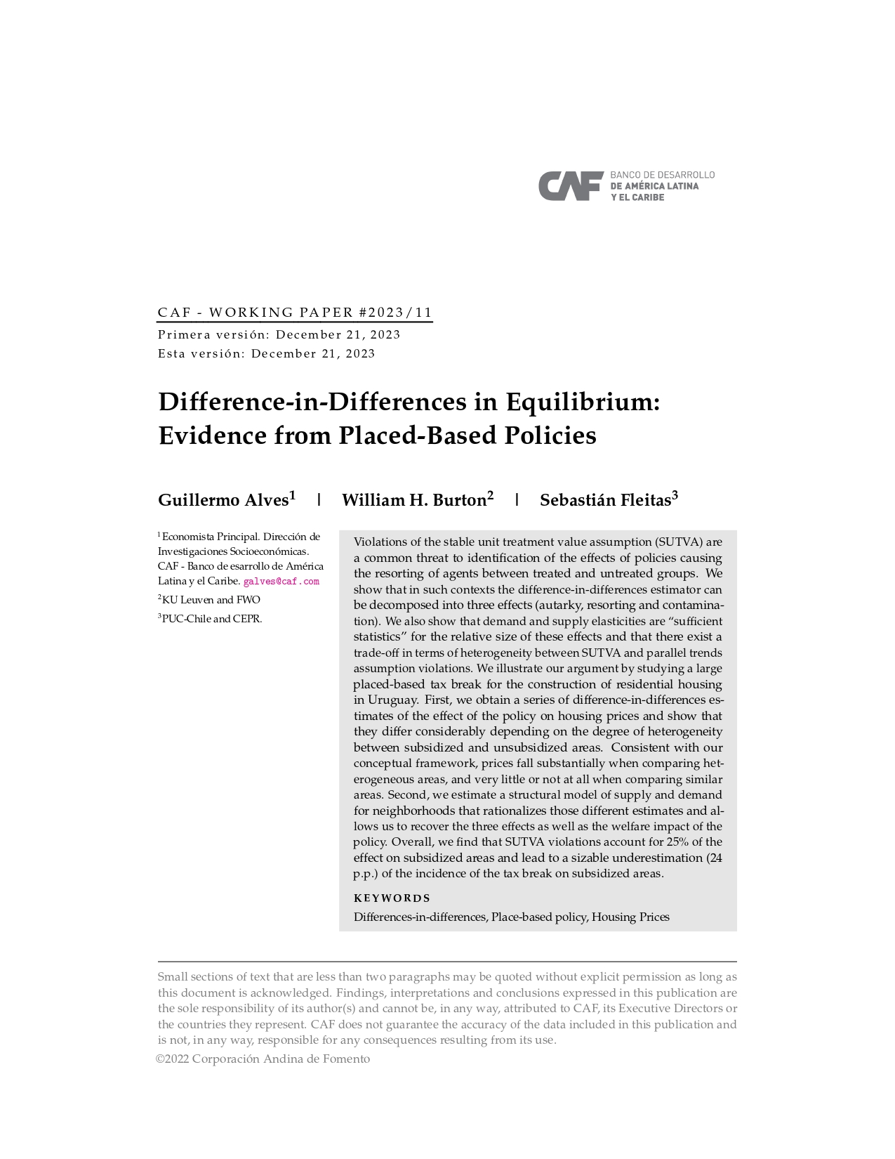Difference-in-Differences in Equilibrium: Evidence from Placed-Based Policies