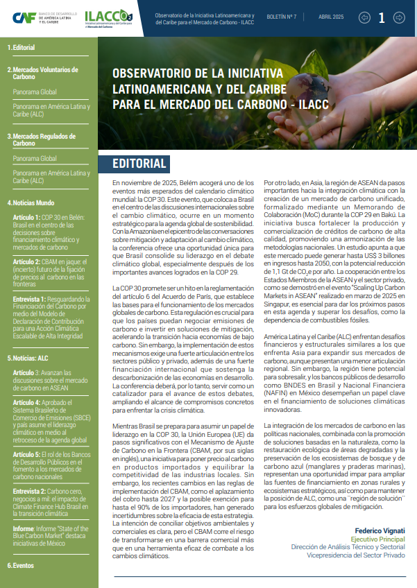 Boletín N°7 - Observatorio de la iniciativa latinoamericana y del Caribe para el mercado del carbono - ILACC