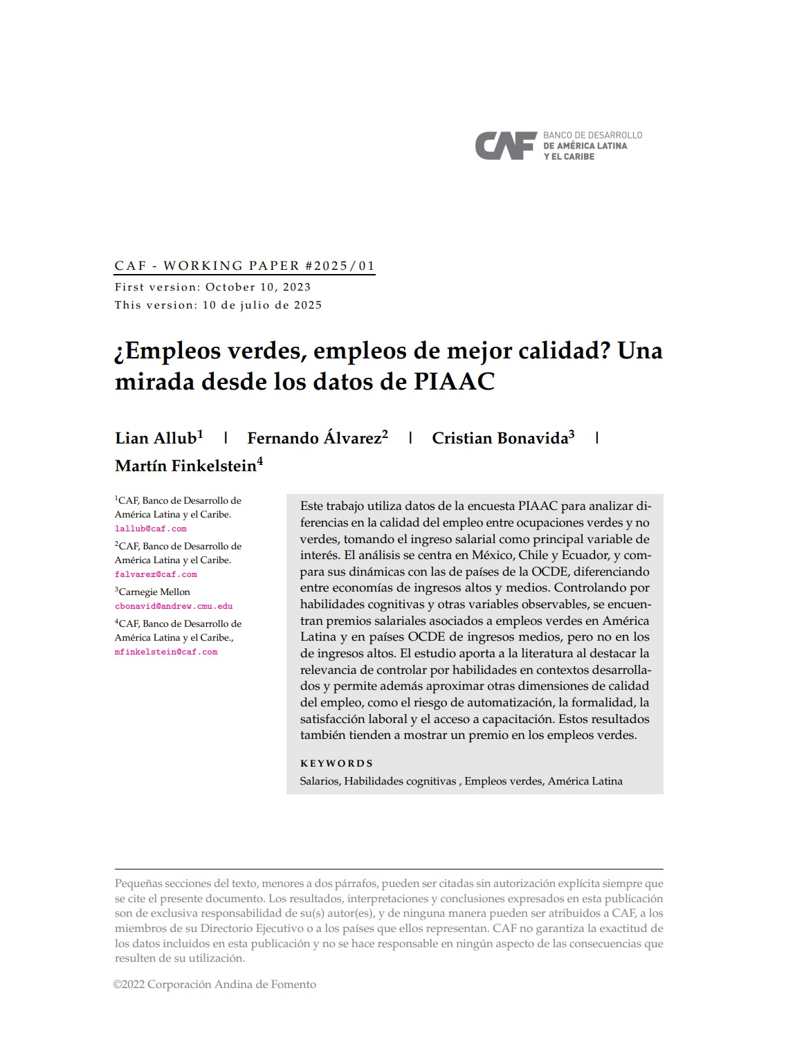 ¿Empleos verdes, empleos de mejor calidad? Una mirada desde los datos de PIAAC