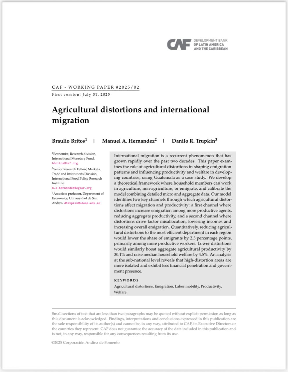 Agricultural Distortions and International Migration Agricultural Distortions and International Migration