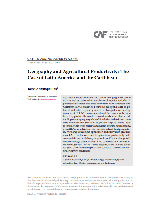 Geography and Agricultural Productivity: The Case of Latin America and the Caribbean