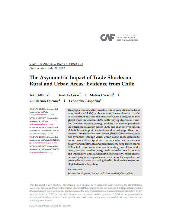 The Asymmetric Impact of Trade Shocks on Rural and Urban Areas: Evidence from Chile