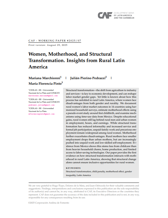 Women, Motherhood, and Structural Transformation. Insights from Rural Latin America