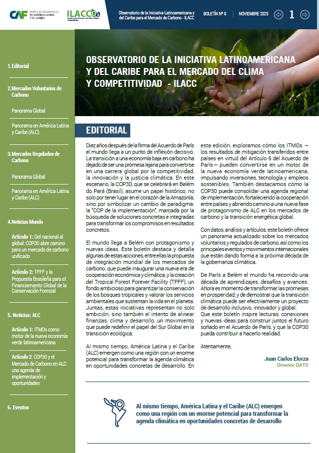 2555 - Boletín N°8 - Observatorio de la iniciativa latinoamericana y del caribe para el mercado del clima y competitividad - ILACC