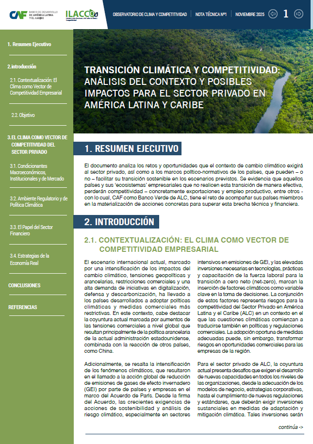 2556 - Nota técnica - Transición climática y competitividad: Análisis del contexto y posibles impactos para el sector privado en América Latina y el Caribe