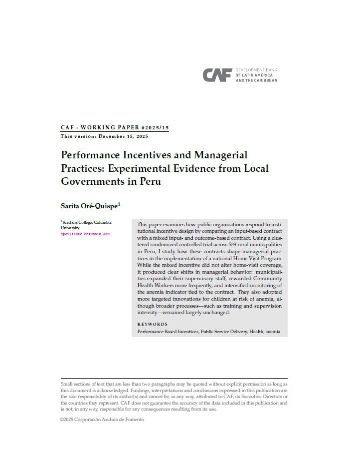 2569 - Performance Incentives and Managerial Practices: Experimental Evidence from Local Governments in Peru